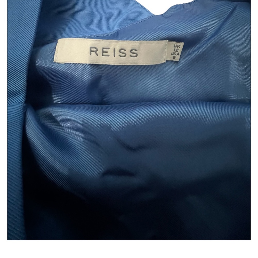 Reiss Fairy Fit & Flare Pleated Ottoman Blue Dress – Size 8 - Picture 3 of 11